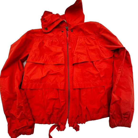 LOFT | Women's Small Petite SP Salmon Coral Full-Zip Tiered Ruffled Jacket Top - Picture 1 of 8